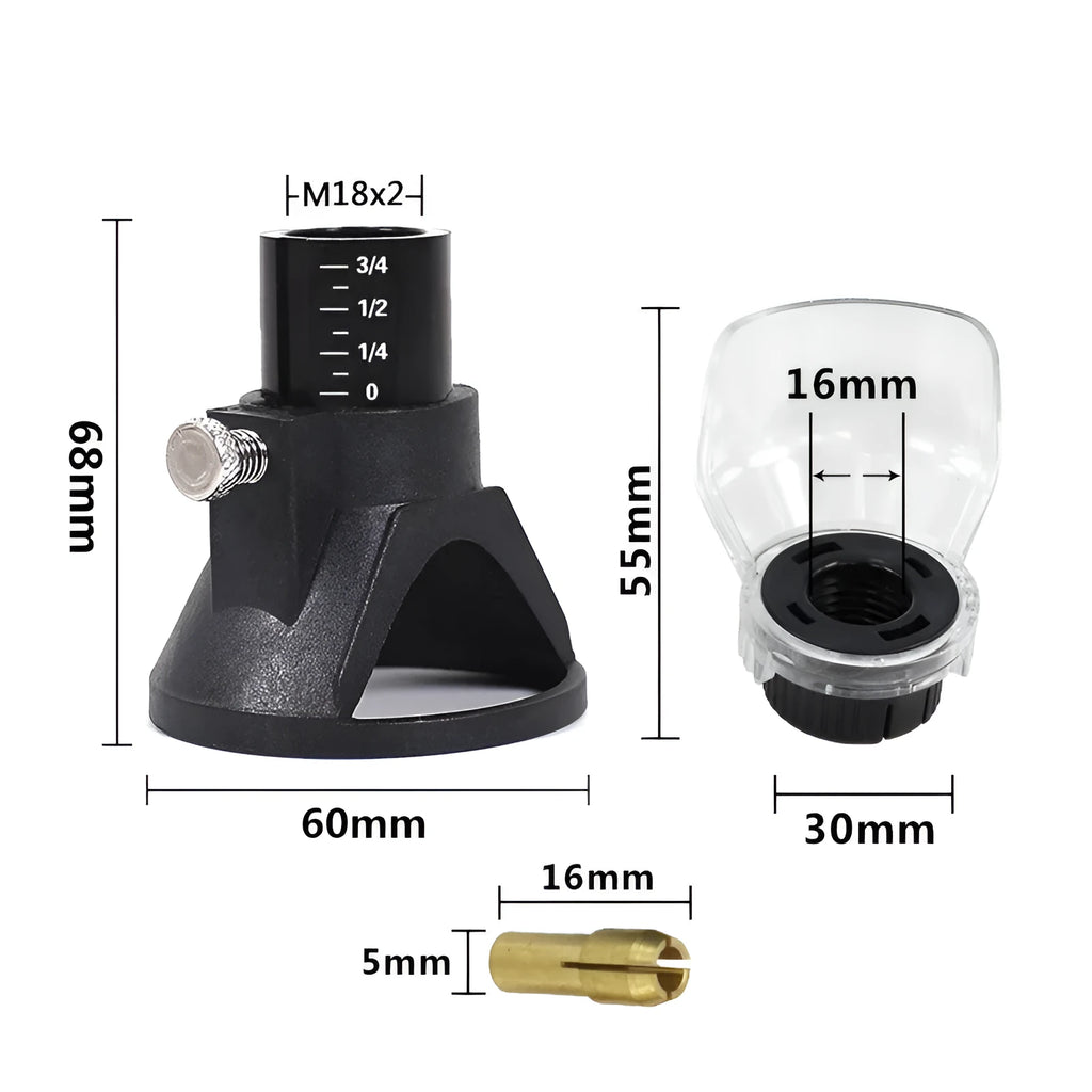 Black positioning cover protective set with three copper chucks and transparent cover for drill