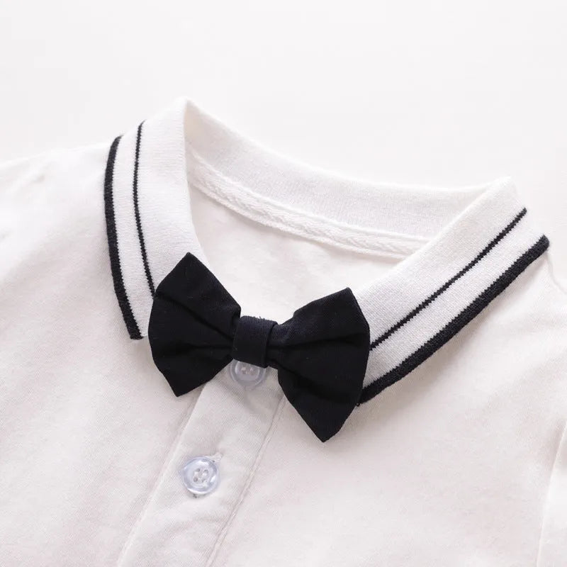 Baby gentleman's bodysuit short sleeve neutral unisex top in colour as shown for spring summer