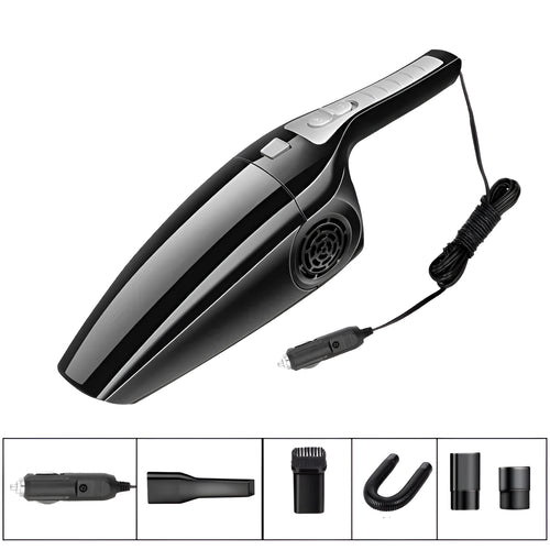 PoHigh Power Hypa black and orange 12V car vacuum cleaner with dimensions 36x10x13cm