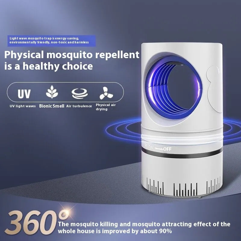 New Sky Eye photocatalyst mosquito killing lamp with UV light, 14cm plastic body, in white finish on a desk