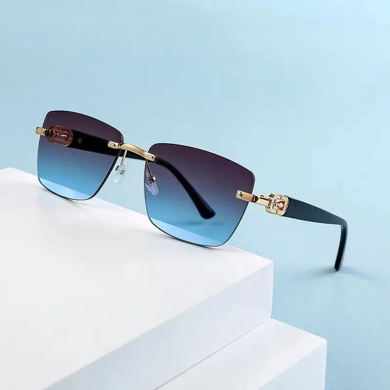 New frameless sunglasses for men with metal frame and colored lenses, suitable for driving and outdoor sports
