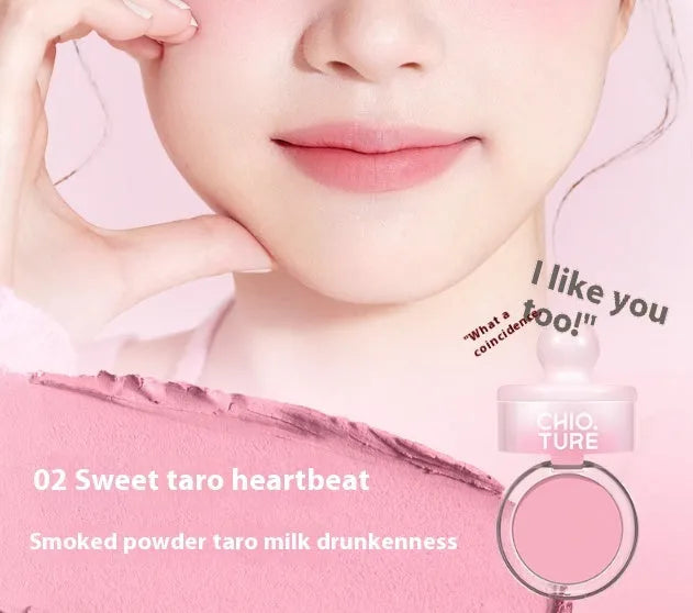 Blush mud swelling contractive colour shimmer powder blusher in nude colour scheme with monochrome format