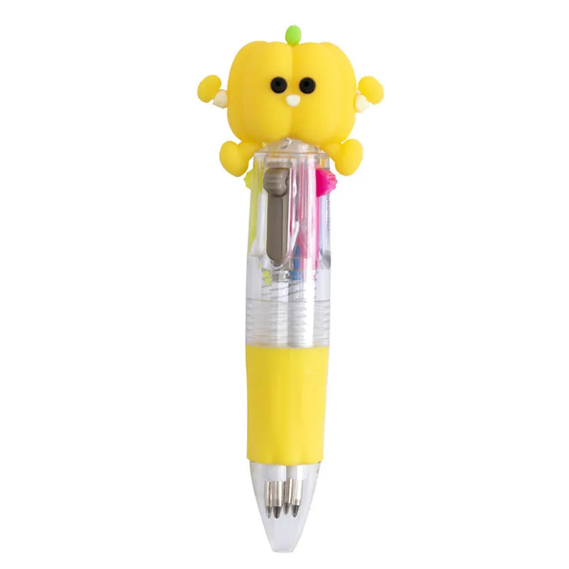 Cartoon-themed four-colour press ballpoint pen with 0.7mm bullet tip