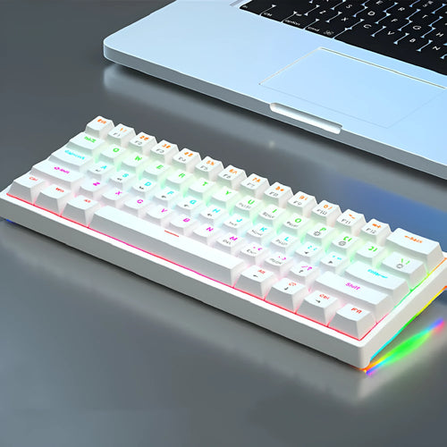 Small 61-key mechanical keyboard with wired USB connection and hot-swappable switches