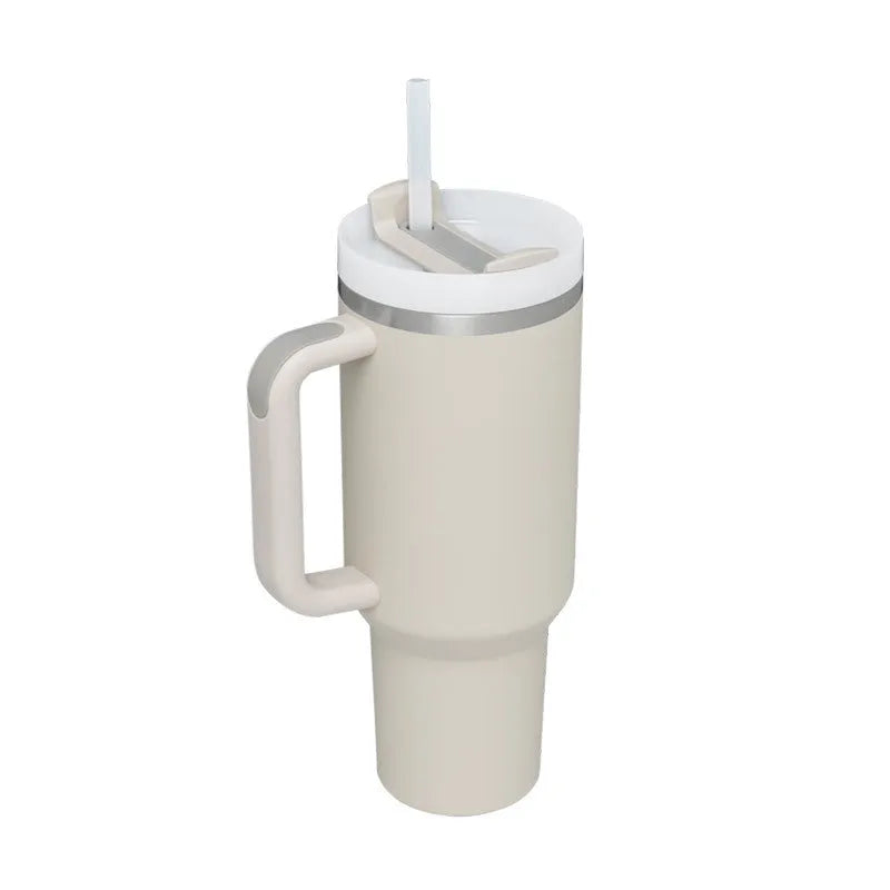 40 oz stainless steel insulated tumbler with handle and straw in multiple colours