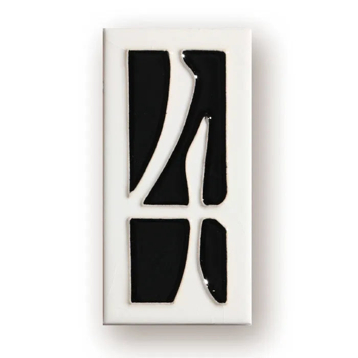 Handmade ceramic retro doorplate with enamel numbers measuring 76 by 152mm
