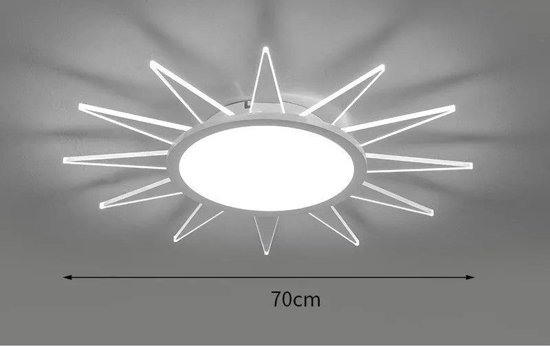 Modern round aluminium LED ceiling lamp with dimming controls in multiple size options
