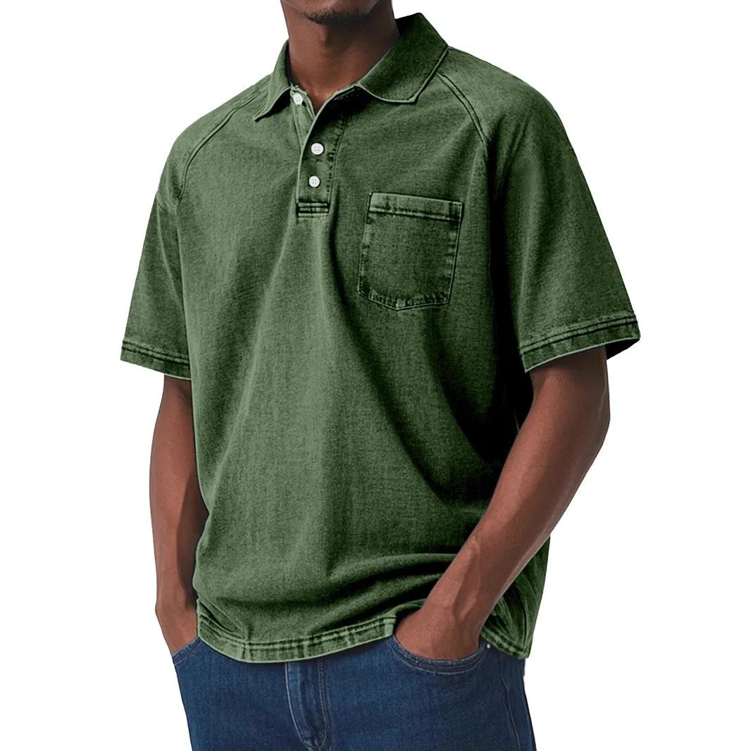 Men's plus size printed short sleeve shirt in loose fit Korean style with polyester fabric