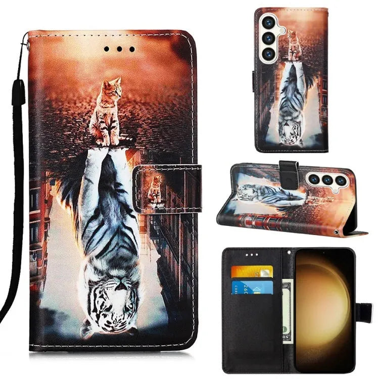 Handmade imitation leather phone case for Samsung with built-in bracket, available in multiple colours