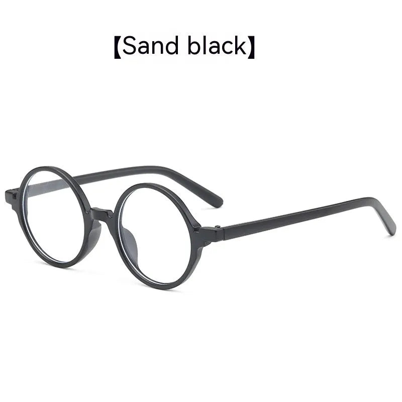 Retro round fashion glasses with no diopters in four colour options on white background
