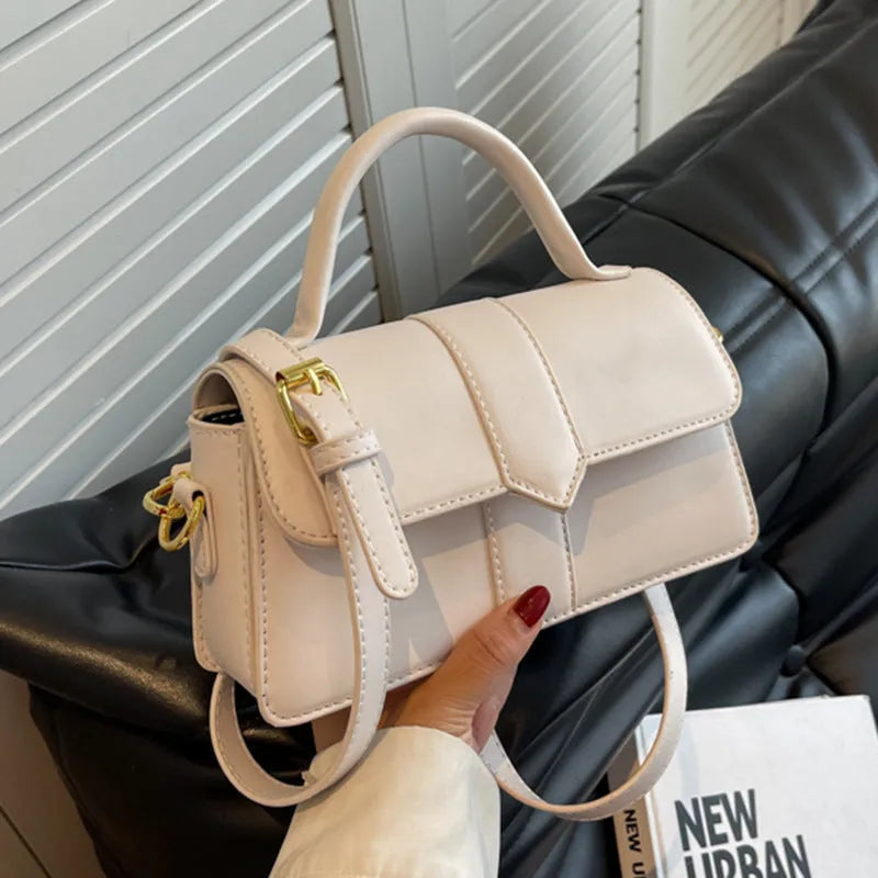 Women's PU messenger bag in horizontal square design with 22cm width, available in multiple colours