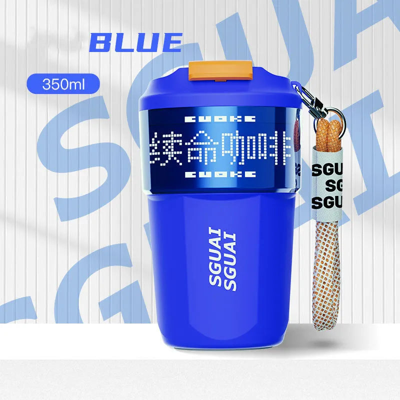 Japanese style stainless steel portable coffee cup with 50mL capacity in blue, grey, orange, or white