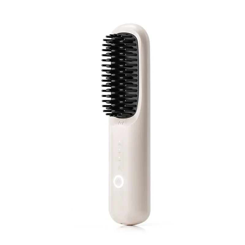 Wireless ionic straightening comb in beige colour with Type-C charging port