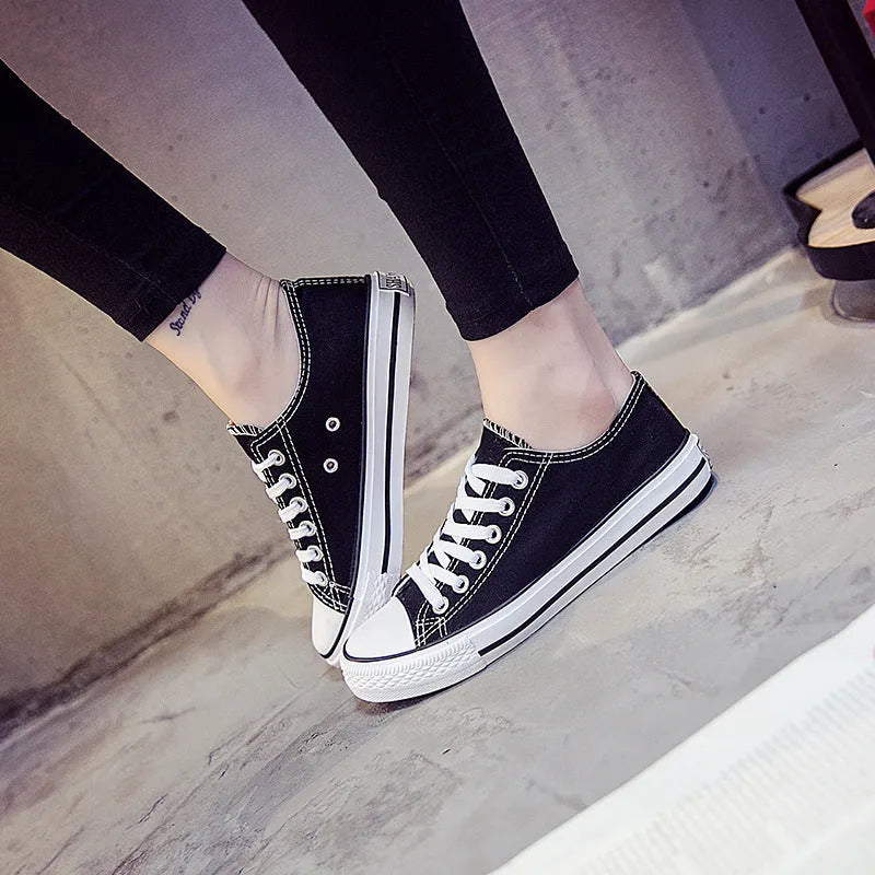 Women's casual canvas shoes in solid colours with canvas upper for summer wear