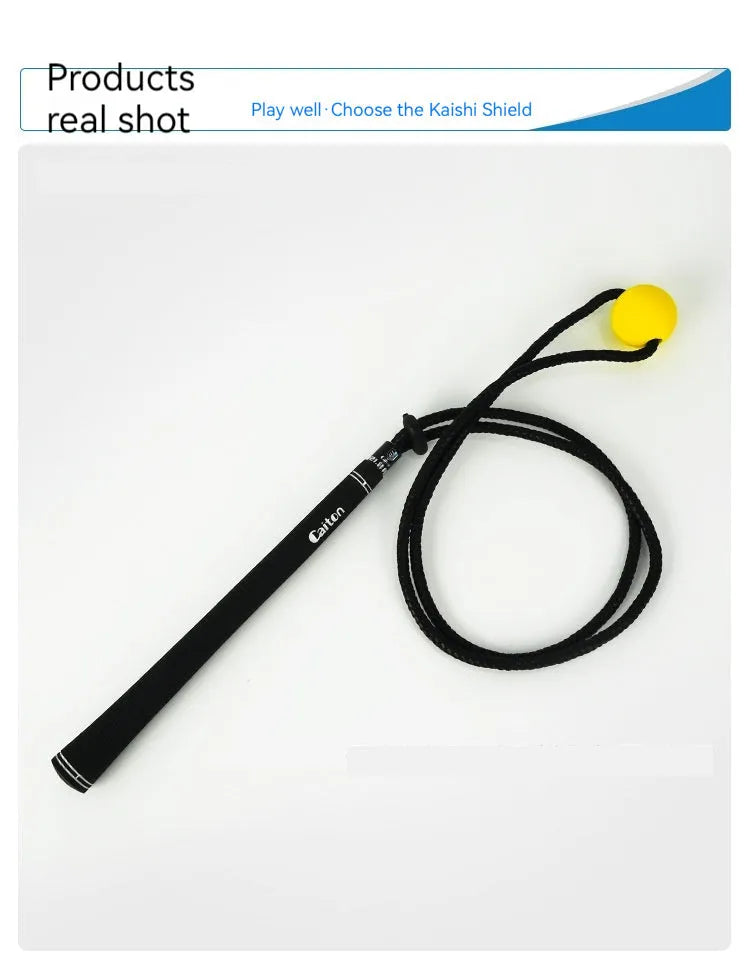Black silicone elastic golf swing trainer rope for physical correction practice