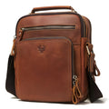 Men's genuine leather crossbody bag in retro style with single-shoulder design