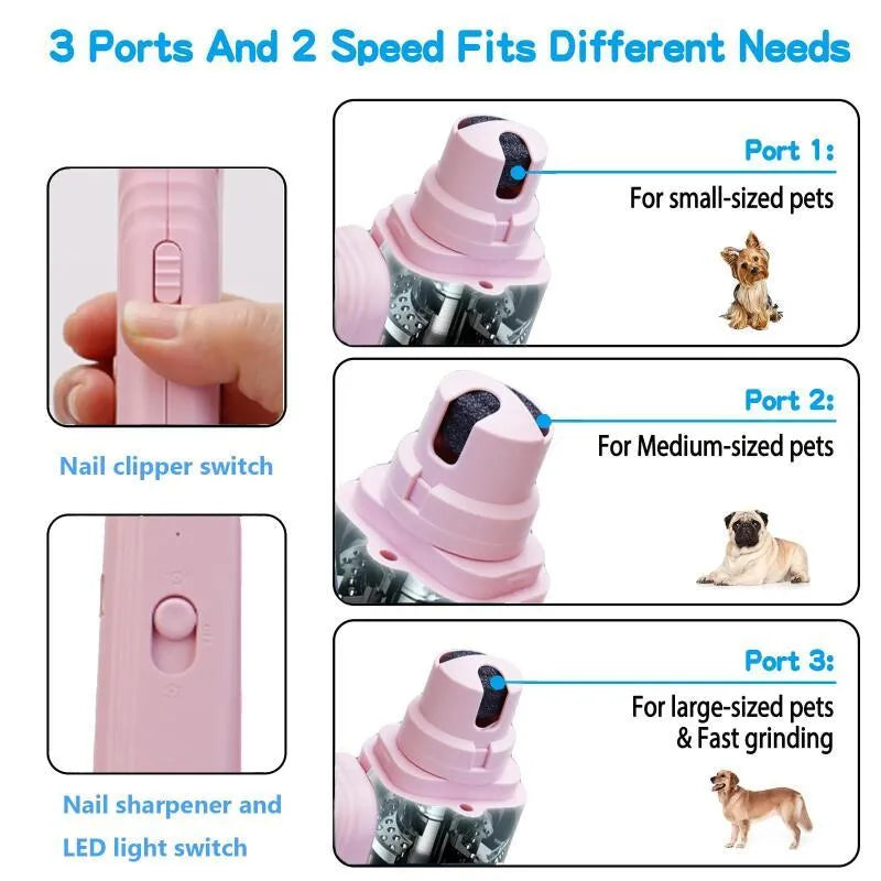 2-in-1 pet nail clipper with LED light and grinder for safe dog and cat nail trimming, white and green