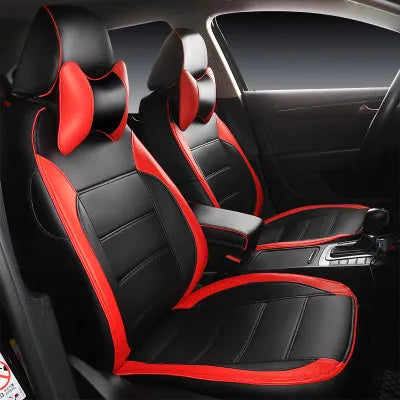 Cow leather car seat cover with binding style in beige and black with red colour options