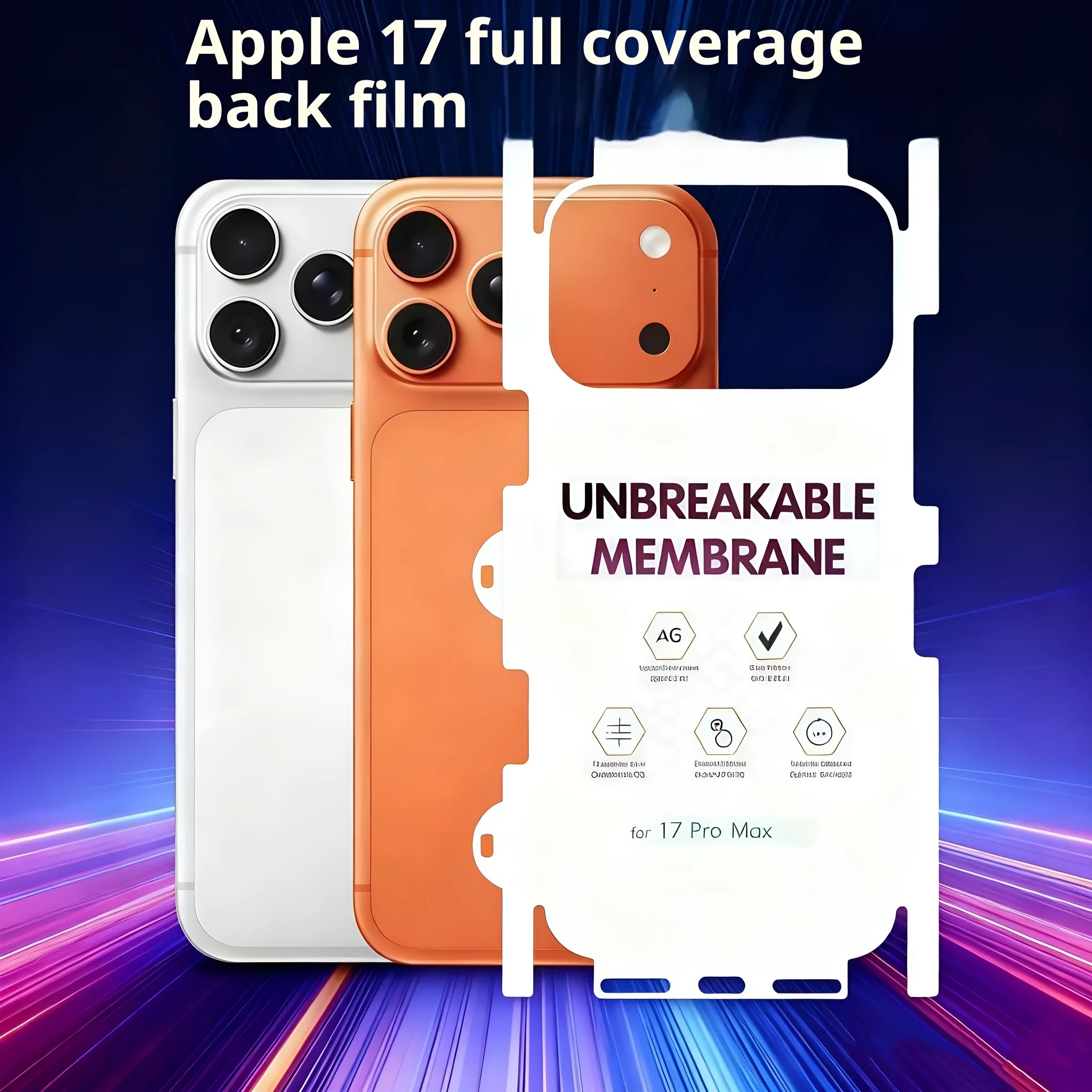 Frosted TPU protective back film for iPhone, matte finish, anti scratch, diamond invisible design