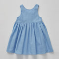 Girls cotton sleeveless dress solid colour princess style blue white 90-130cm