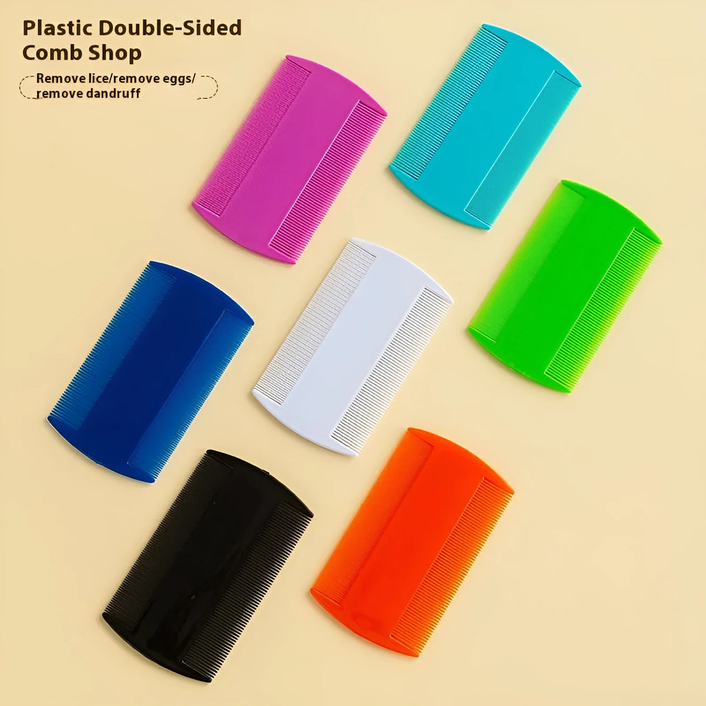 Fine teeth double-edged flea comb for pets and humans in plastic construction