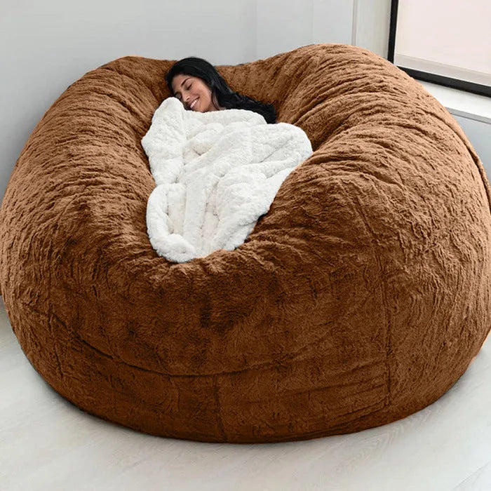 Fabric bean bag sofa cover for three-seater foam furniture in PV velvet grey blue
