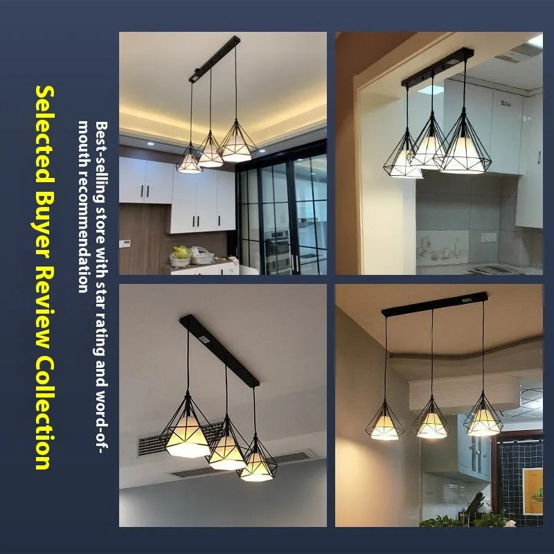 Modern simplicity three-head iron chandelier with disc shades for dining room