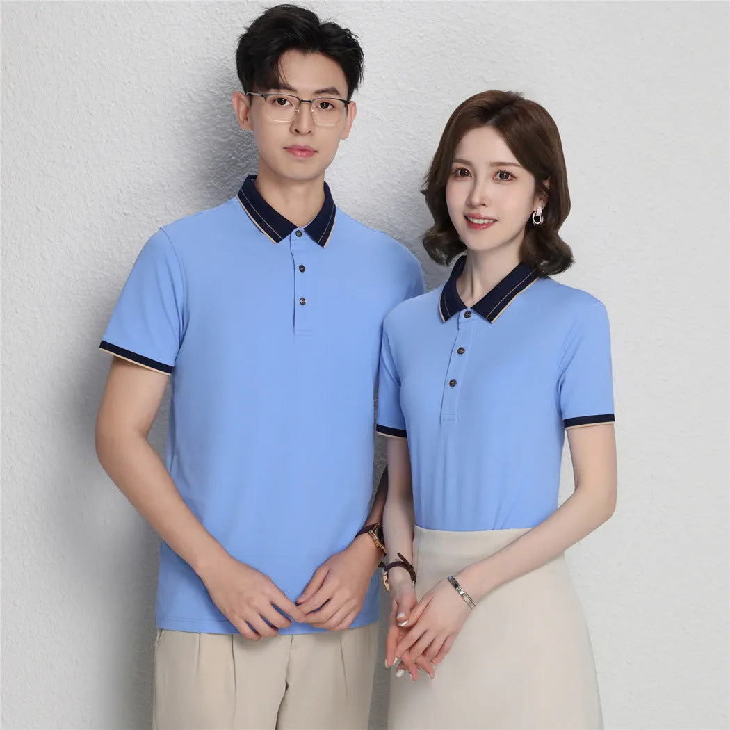 Ice Ion mercerized pearl cotton colour matching collar polo shirt in white, front view, short sleeves, regular fit