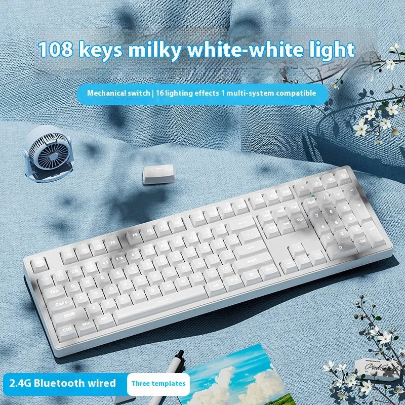 Wireless Bluetooth mechanical keyboard in various colours with 87-key and 108-key layout options