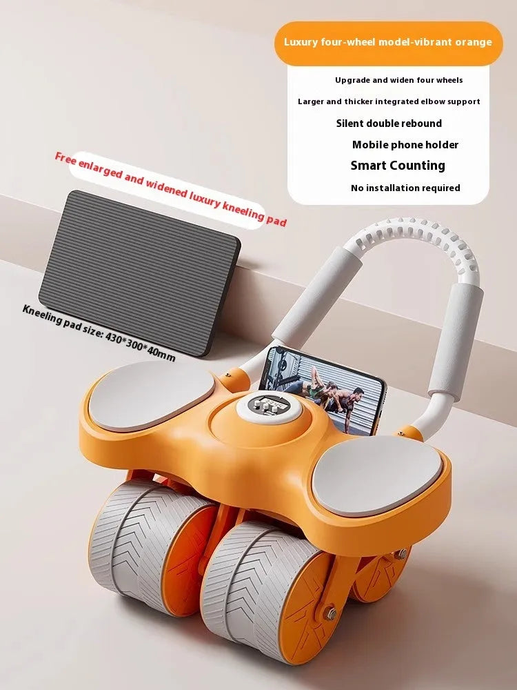 Abdominal wheel with elbow support in various colour options including blue, orange, and black