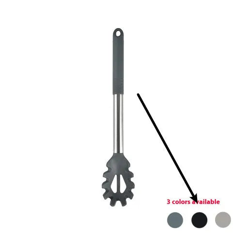 12 piece silicone kitchen utensil set with rotating storage bucket in black, dark grey or khaki colours