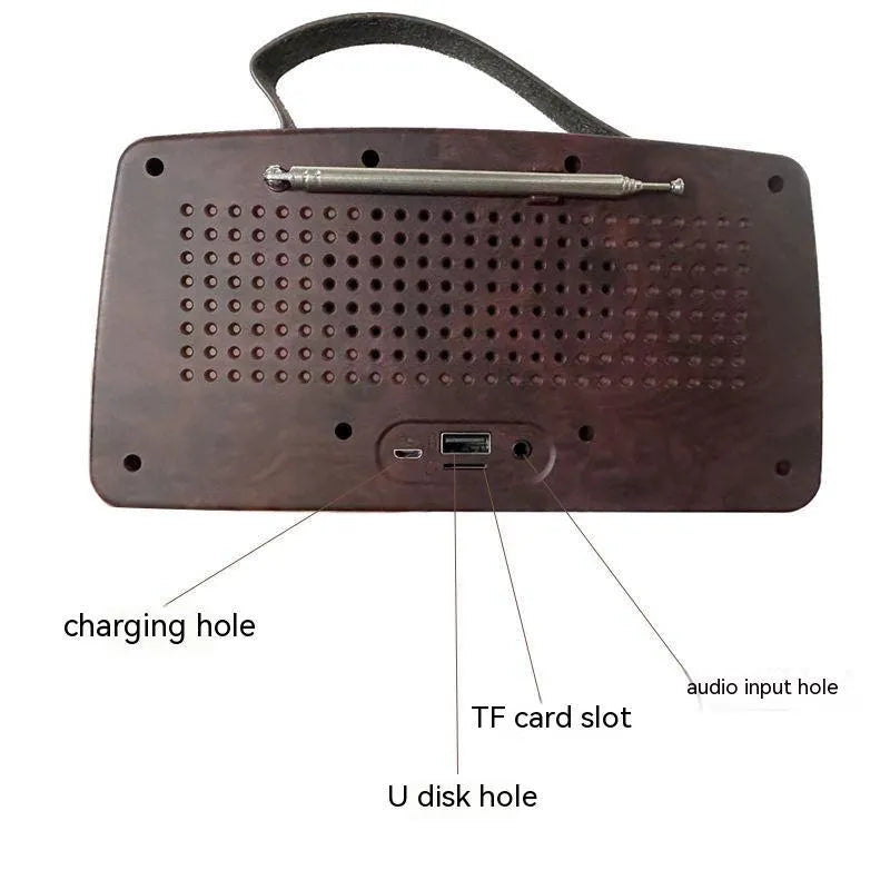 Stereo dual channel rechargeable radio for elderly with USB port and manual tuning dial in compact size