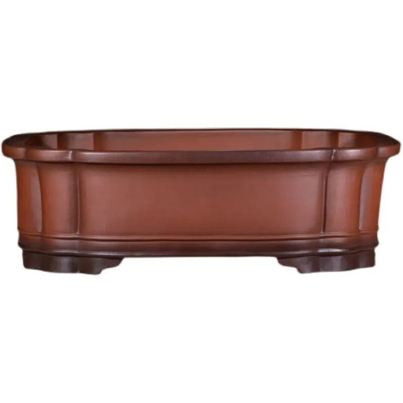 Large antique-style purple clay flowerpot with Chinese design for garden planting