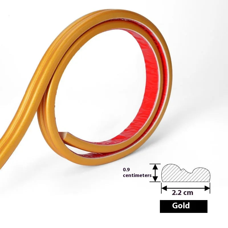 Flexible white PVC self-adhesive wall shaping frame on a blank holder.