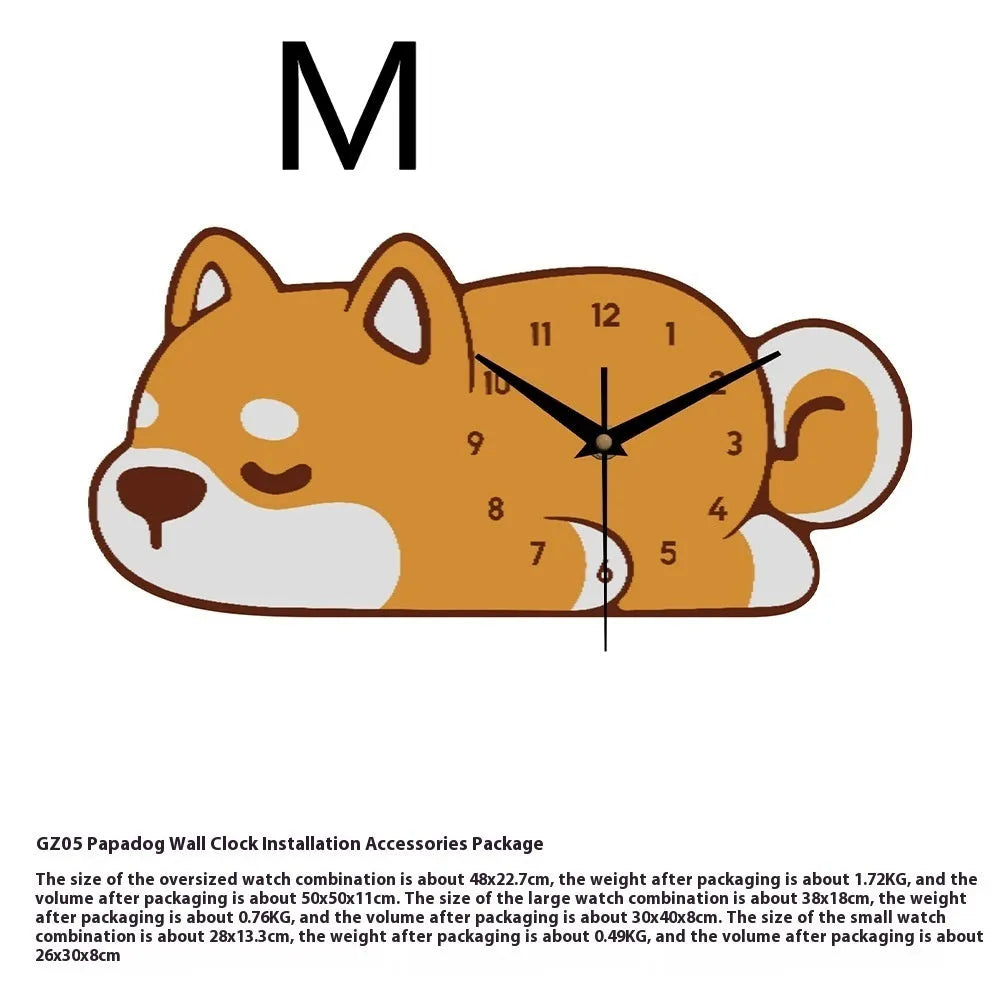 Cream style noiseless wall clock with cat design frameless poplar frame 48x38.4cm