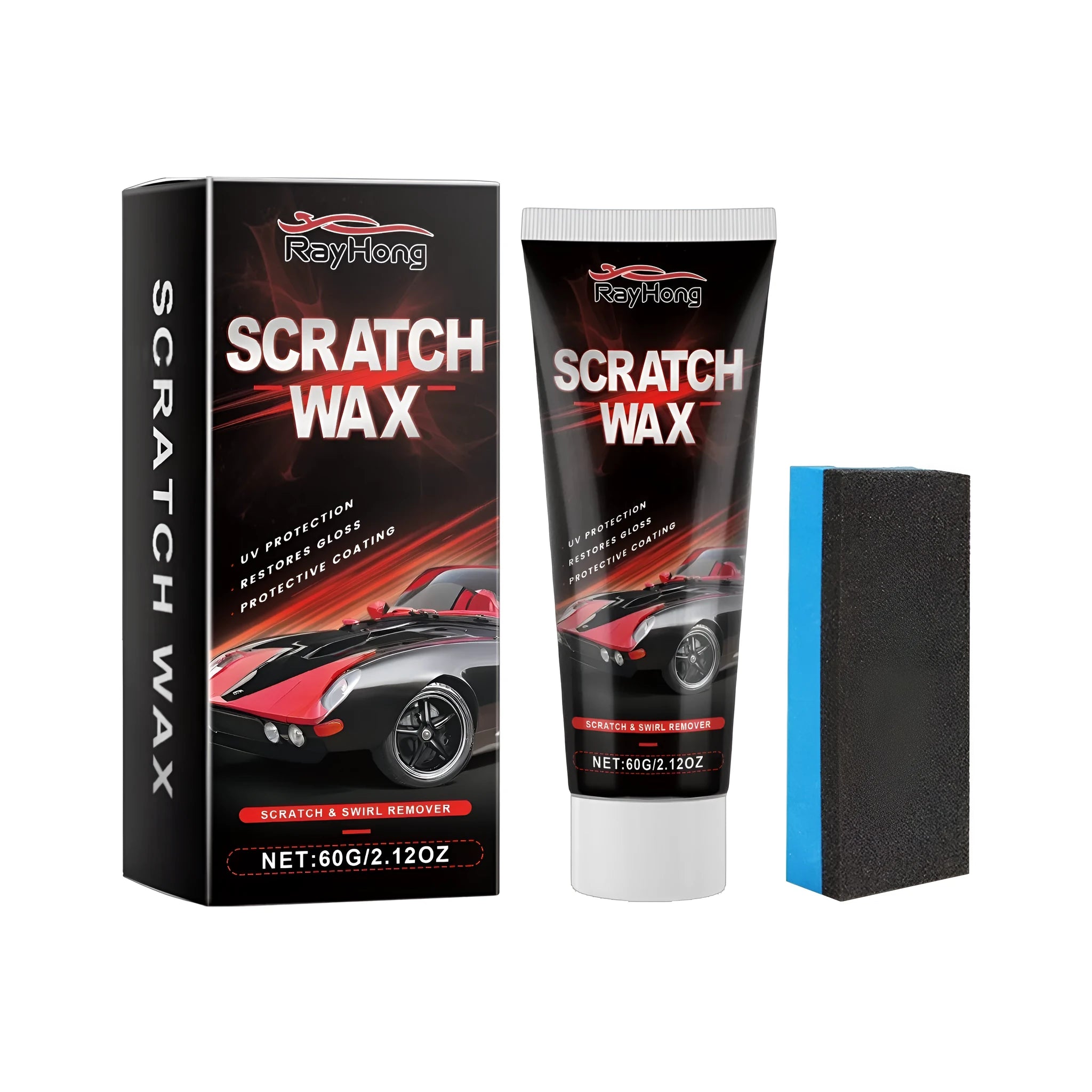 Car paint polishing wax 60g in hose with sponge applicator for light scratch removal on automotive paint