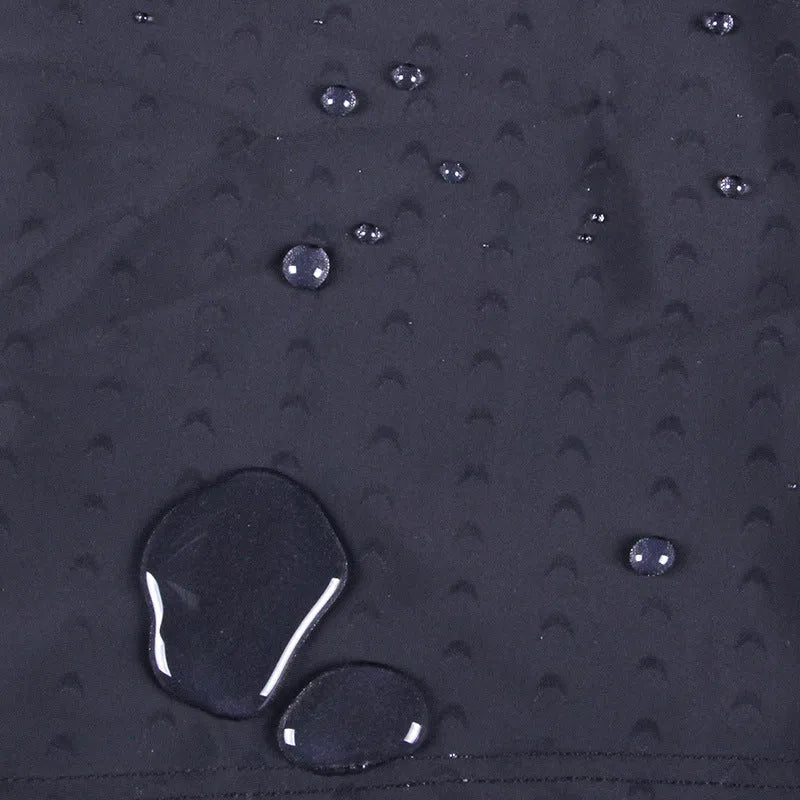 Men's five-point anti-embarrassment swimming trunks in solid black quick-dry nylon
