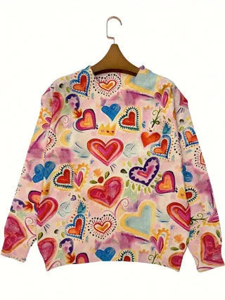 Men's loose fit digital printed polyester shirt with lapel collar showing vibrant artwork design