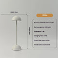 High foot metal mushroom table lamp with black metal finish, 330mm tall, Type-C powered for bedside bar ambience