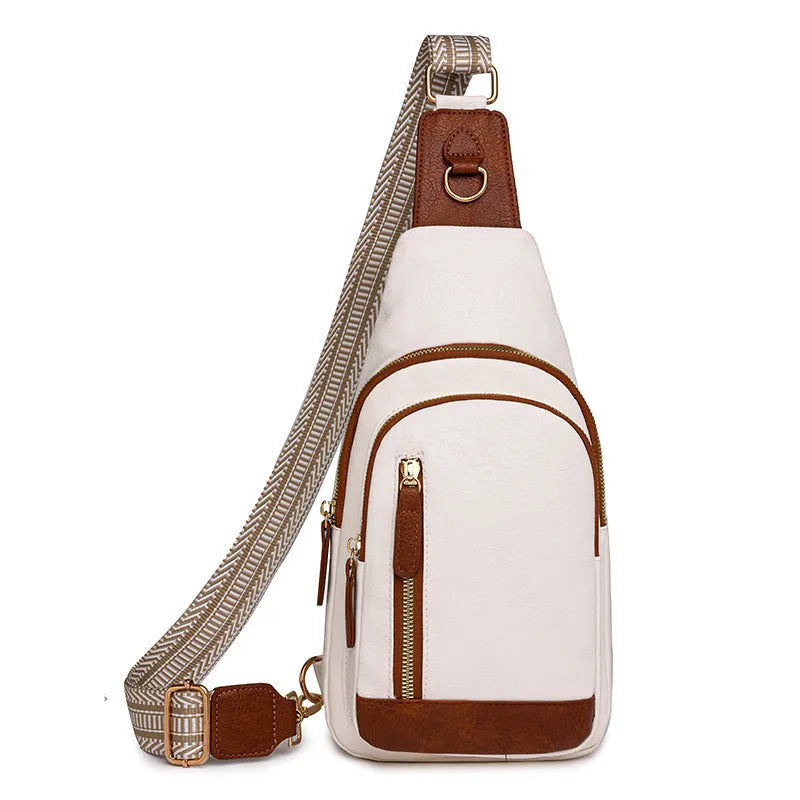 Women's soft PU crossbody chest bag with open pocket in multiple colour options