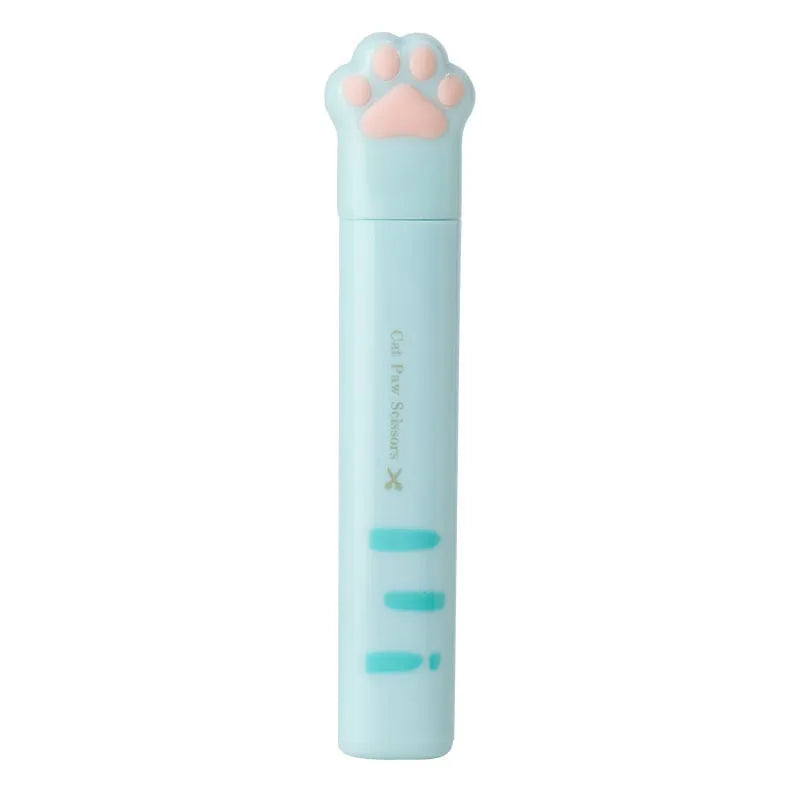 Cat paw design mini folding scissors in pink, white, black, or blue colour options