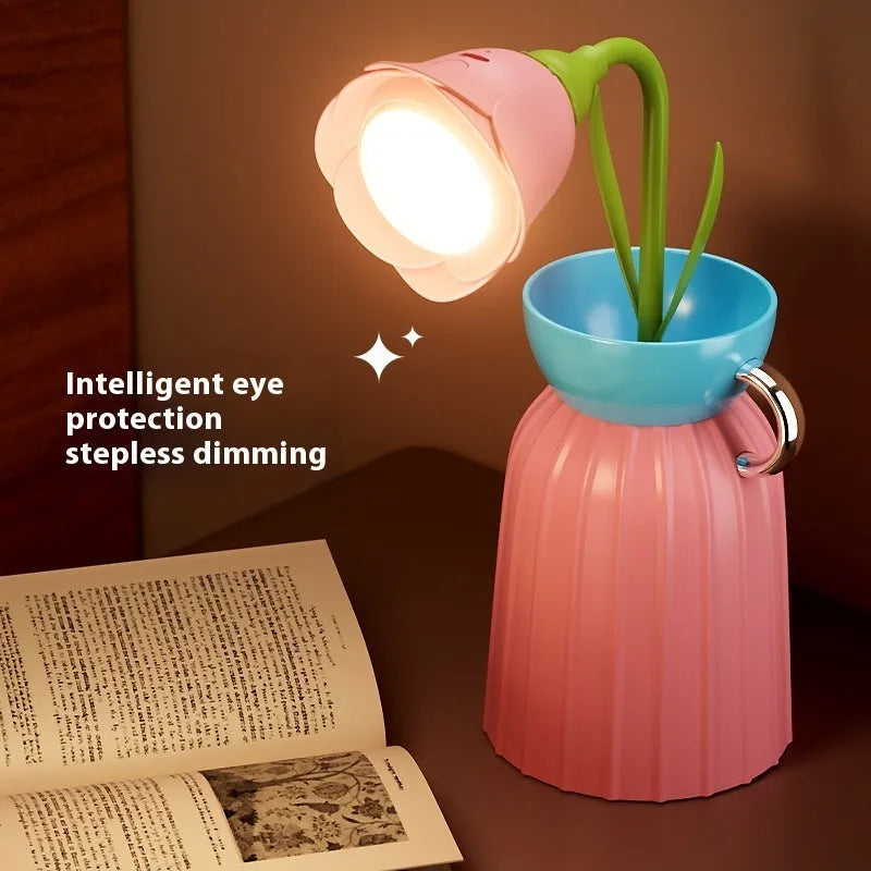 Pink rose USB flower lamp night light 30cm for bedroom eye protection