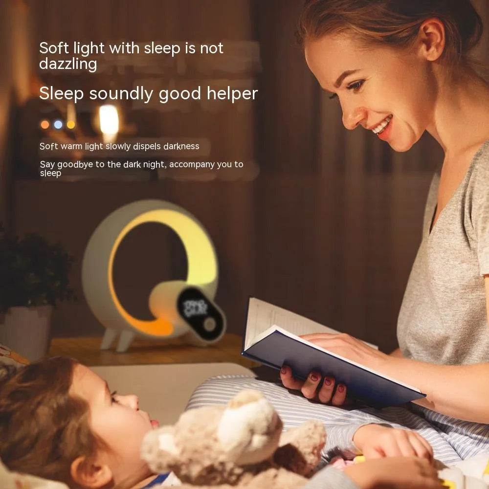 Creative Q Light analog sunrise digital display alarm clock with Bluetooth audio and 90 RGBCW light beads in black finish