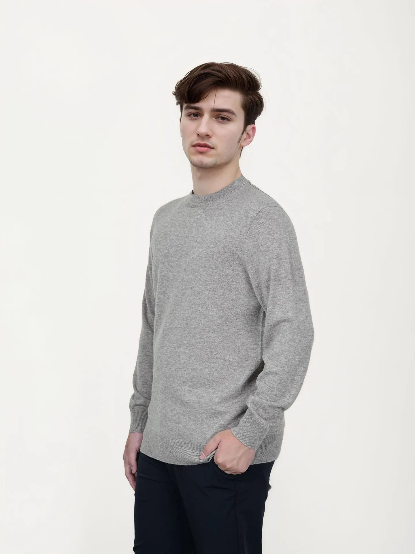 Men's multi-colour wool pullover jumper in regular fit for autumn winter business casual wear