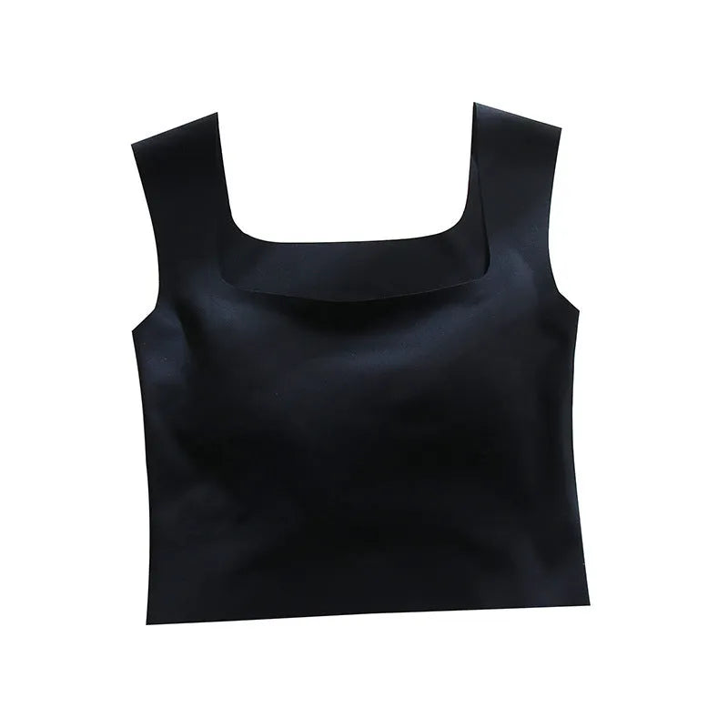 Seamless non-marking sling vest for women with thin mould cup and chest pad in light sports style.