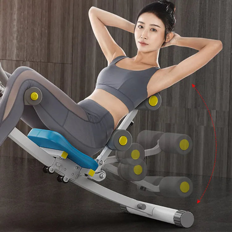 Home female belly training waist-shaping machine with metal frame and ribbon drawstring, 113x30x70cm