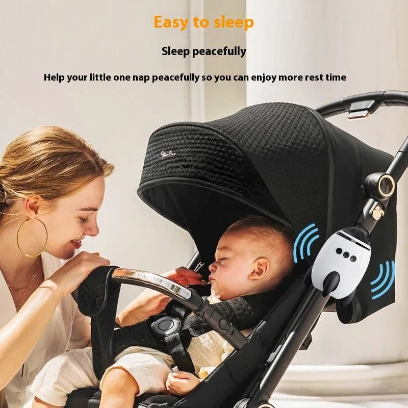 White portable baby stroller shaking device with automatic rocking and Bluetooth features