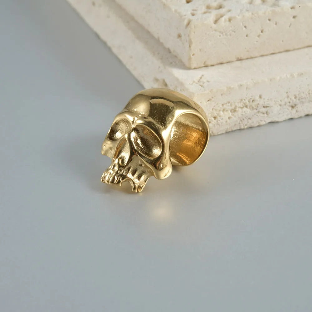 Stainless steel hollow skull Buddha geometric earrings with hip hop style