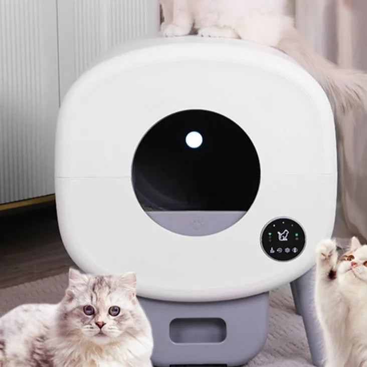 Automatic cat litter box with ABS plastic construction and 13L waste storage capacity
