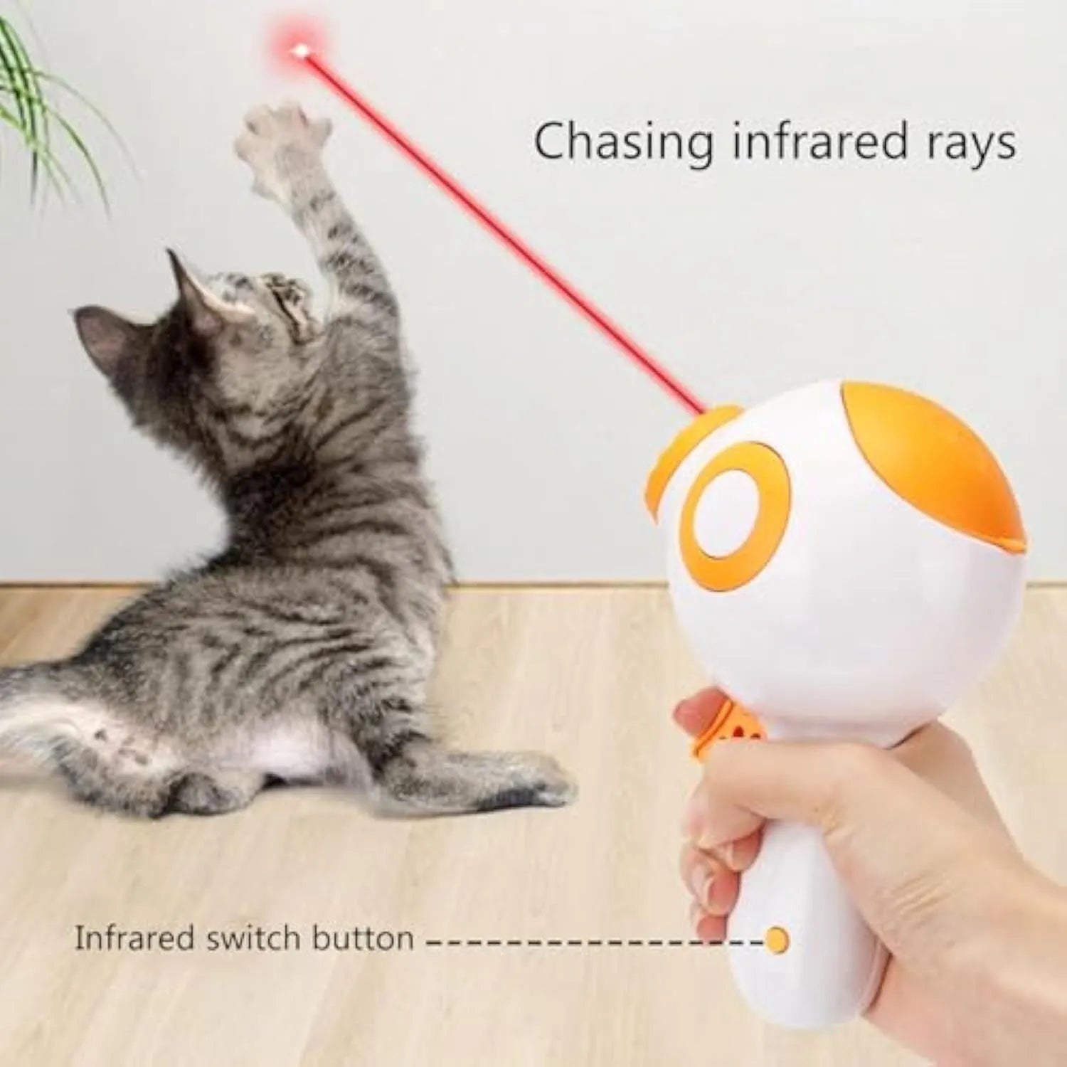 Green, orange or pink dog treat launcher toy measuring 15.5 cm with treat dispensing mechanism